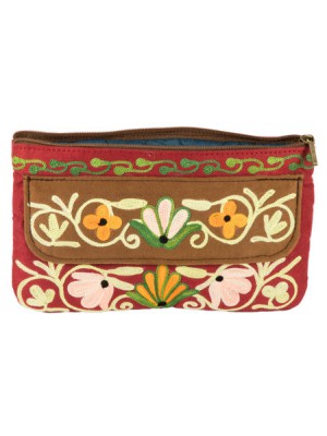 Handcrafted Wallet With Kashmiri Embroidery Maroon