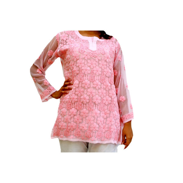 Mirror Work Chikankari Angrakha Kurti At Wholesale at Rs.650/Piece in  lucknow offer by Lucknow Chikan Factory
